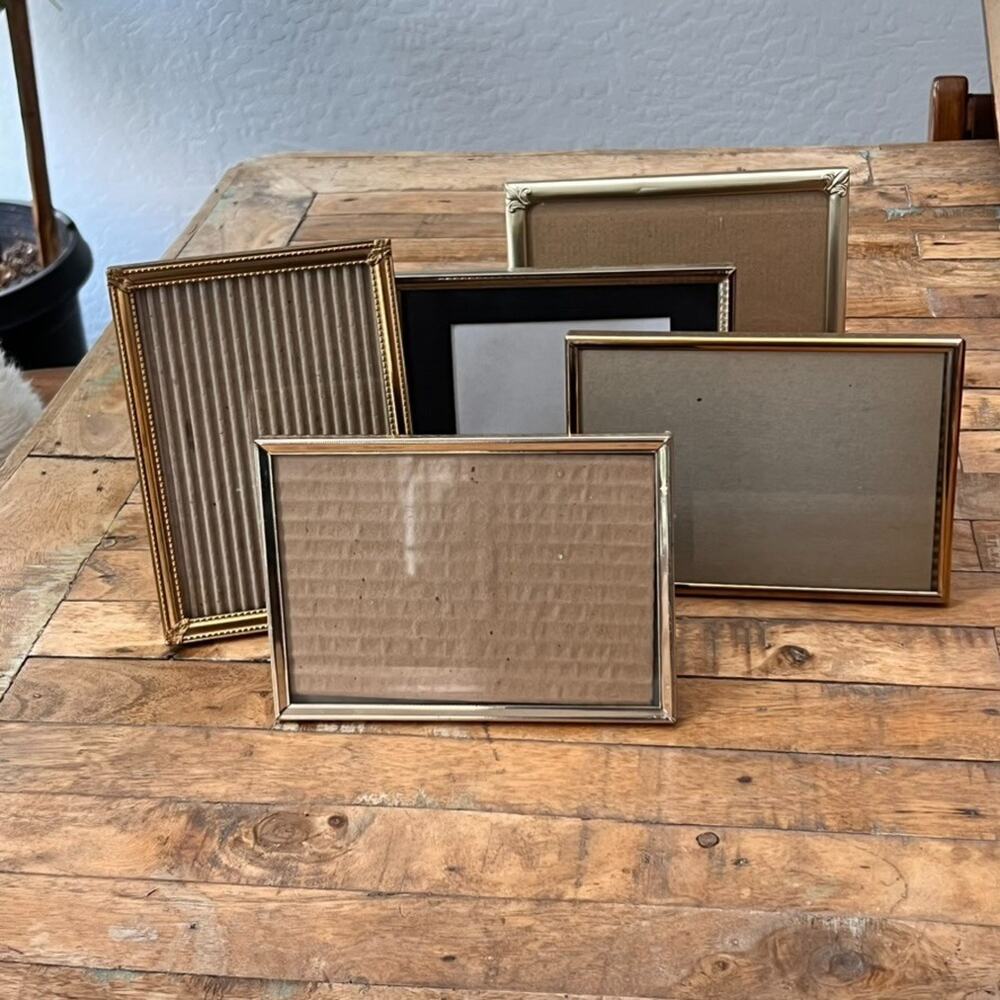 Collection Of Vintage Gold Toned Metal Picture Frames